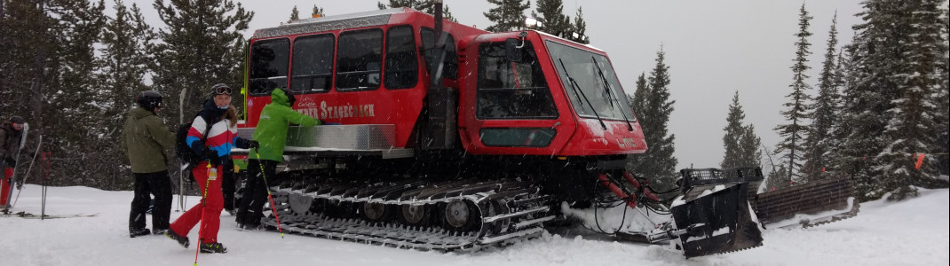 A snowcat gives you a ride into remote terrain for the cat skiing.