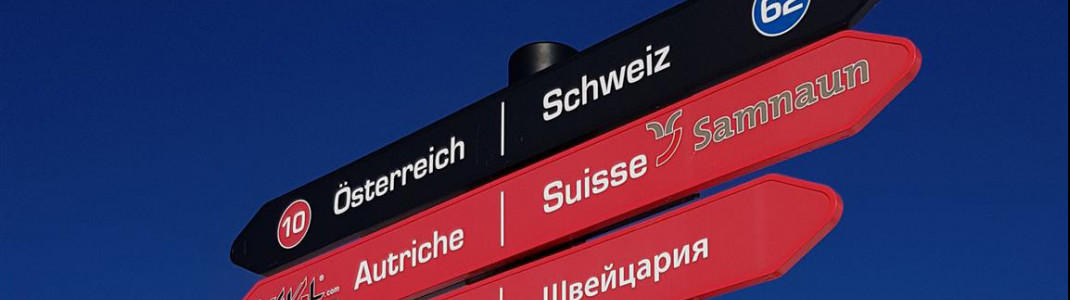 Direkt an der Grenze zwischen Österreich und der Schweiz liegt das Skigebiet Ischgl-Samnaun.