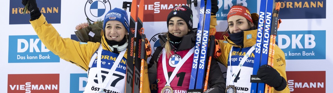 Ein super Auftakt: Franziska Preuß und Vanessa Voigt holen sich Platz 2 und 3 im Einzel.