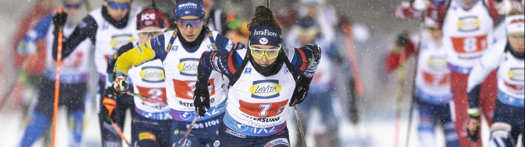 Tiefster Winter herrscht bei den Biathlonrennen in Östersund.