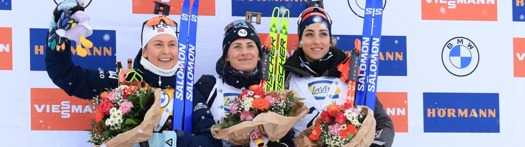Justine Braisaz-Bouchet holte sich den Sprintsieg vor Ingrid Tandrevold und Lisa Vittozzi.
