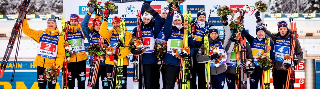 Die norwegische Männerstaffel gewinnt vor Deutschland und Italien.
