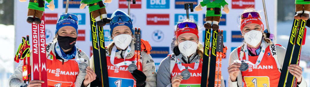 Silber für die deutsche Frauenstaffel mit Vanessa Hinz, Franziska Preuss, Janina Hettich und Denise Herrmann.