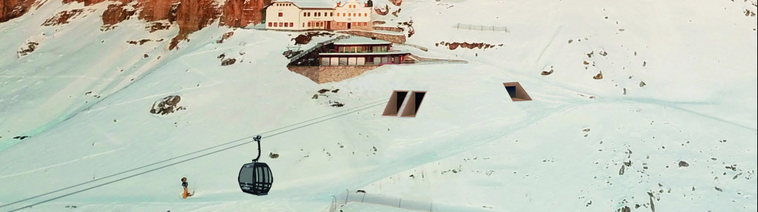 Nur die Ein- und Ausgänge sind von der neuen Bergstation der König-Laurin-Bahn in Carezza zu sehen.