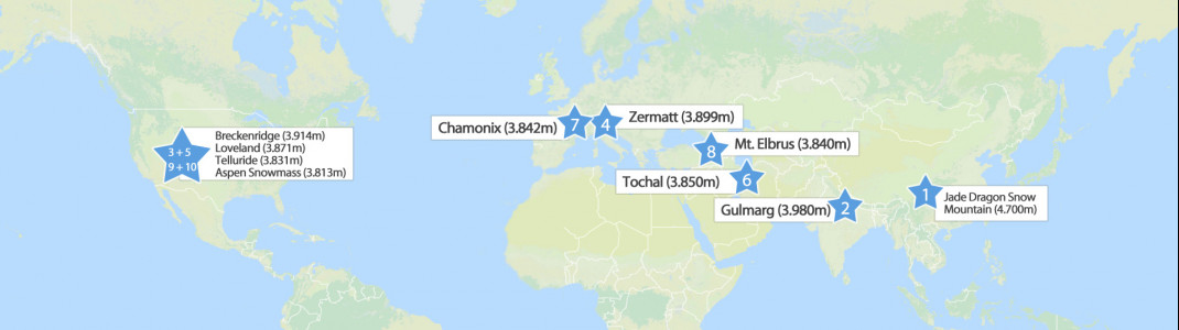 Die 10 höchsten Skigebiete der Welt.