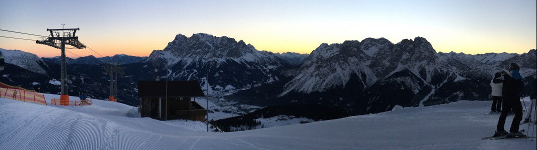 Überaus faszinierend: Das Farbenspiel der Morgendämmerung an der Bergstation der Grubigbahn II.