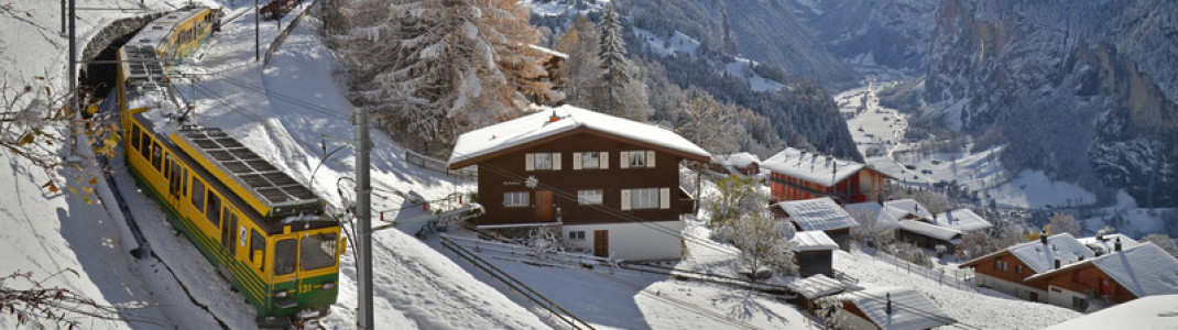 Nach Wengen gelangst du von Lauterbrunnen aus mit der Schmalspurbahn.