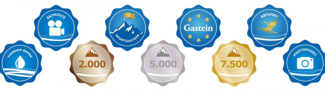 Neun verschiedene Badges kannst du für die Gastein Trophy sammeln.