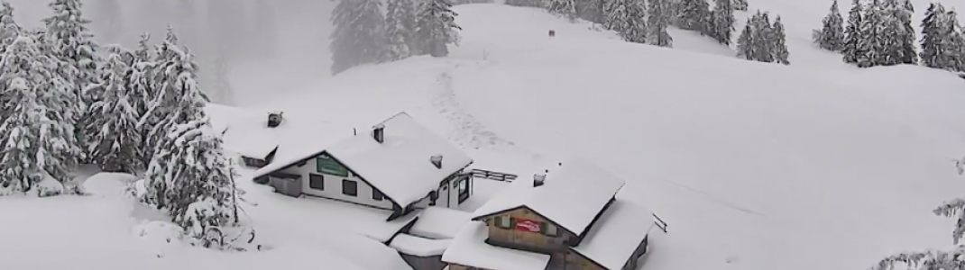 Bedingungen wie im Januar herrschen Mitte Mai auf der Zwieselalm bei Gosau.
