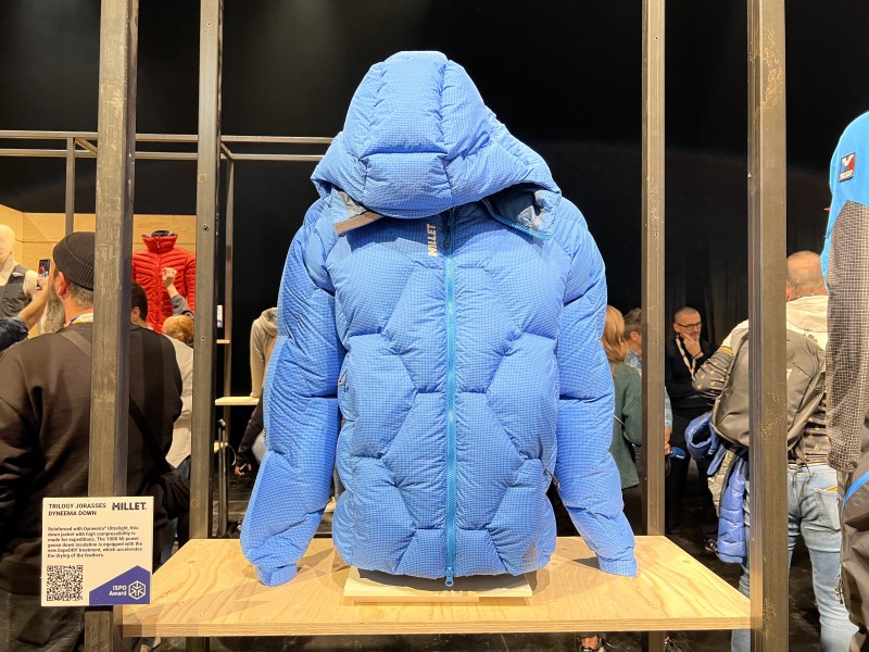 The honeycomb structure of the Trilogy Jorasses Dyneema Down Hoodie jacket from Millet distributes the down filling evenly.