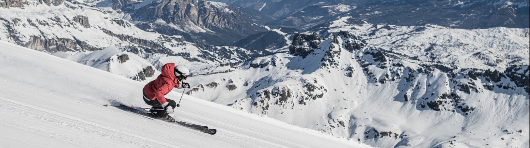 Perfect for athletic skiers: Red slopes dominate the Belvedere-Col Rodella ski area.