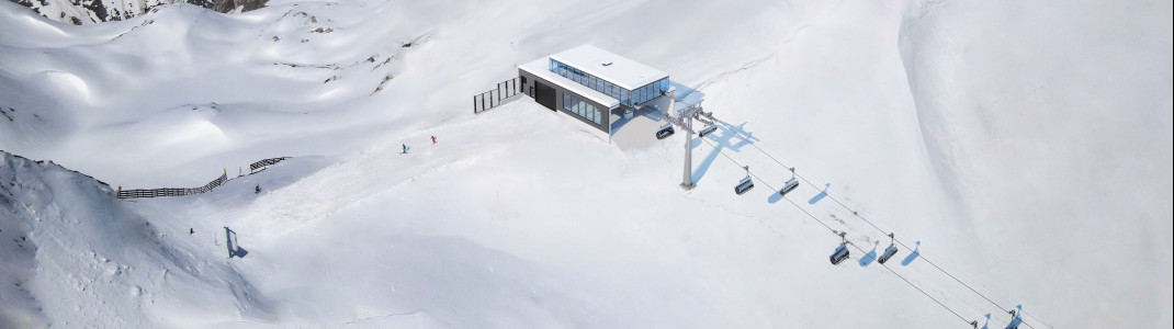 Die Bergstation der Madlochbahn ist mit einer leichten Glas-Stahl-Konstruktion überdacht.