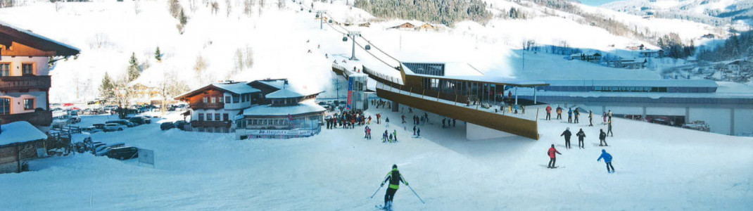 Blick auf die Talstation der Sonnbergbahn in Unterberg. Über die Bundesstraße wird eine Skibrücke führen.