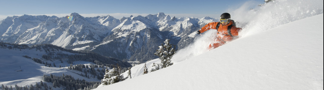 Der Diedamskopf überzeugt mit Naturschnee und sonnenverwöhnten Pisten.