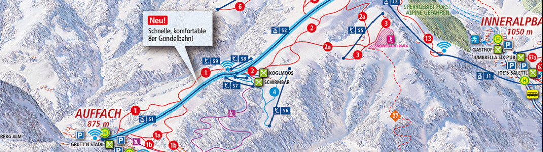 Die Schatzbergbahn startet direkt in Auffach.