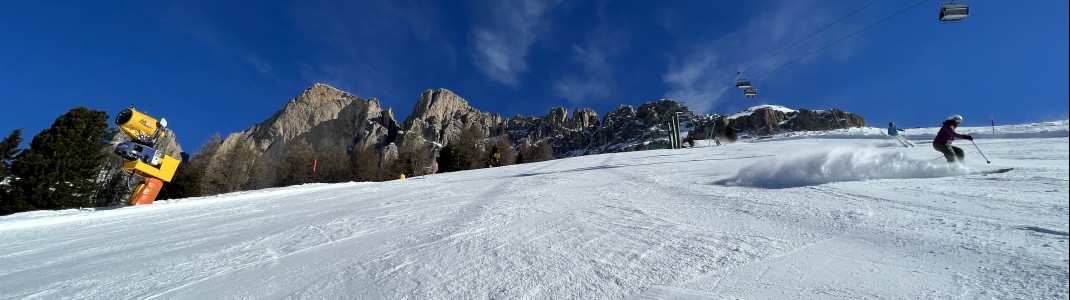 Challenge in front of the Rotwand: The black Paolina slope is quite a ride.