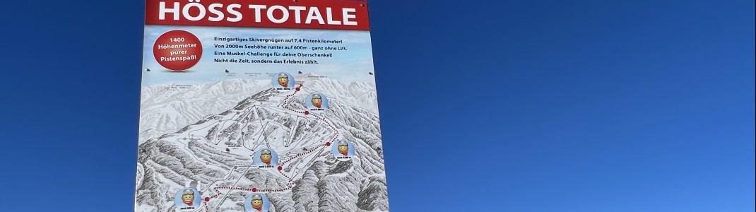 On the Höss Totale you ski 7.4 kilometers in one run.