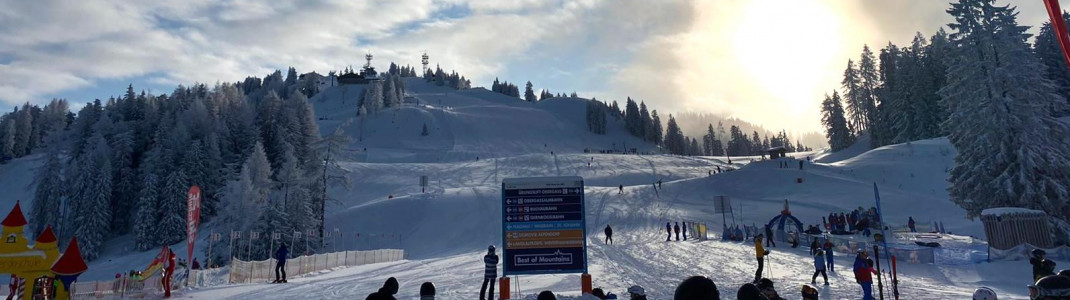 In the Alpendorf sub-ski area, kids master their first swings at the Obergass practice lift.