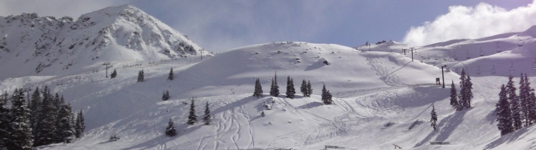 Blick auf den Treeline Terrainpark für Snowboarder!