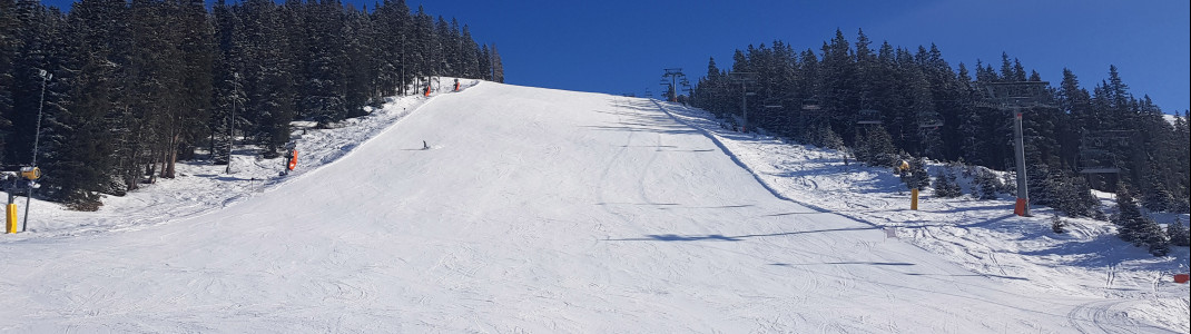 Eine von zwei schwarzen Pisten im Skigebiet See.