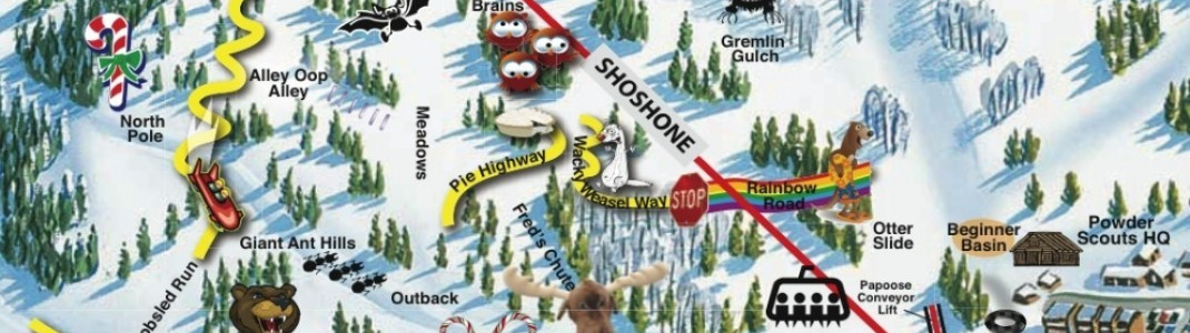 Für das Kinderland mit eigenem Sessellift hat man sich in Grand Targhee unterschiedliche Themenparks einfallen lassen. Bei der Abfahrt durch die Wälder können die Kinder stets Neues entdecken.