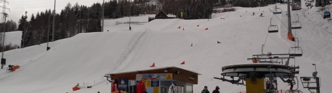 Slalom Parcours in der WM-Arena.