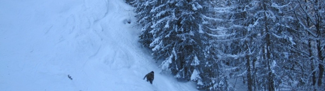 Snowboarder auf der Variante Eisgrube!
