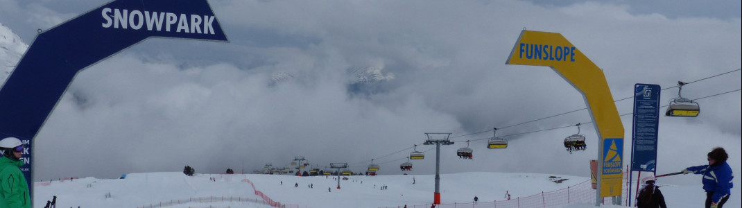 Die Funslope und der Funpark im Skigebiet Schöneben.