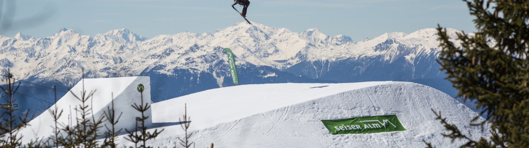 Der Snowpark der Seiser Alm lässt Freestyle Herzen höher schlagen.
