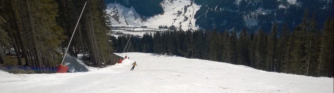 Schön knackig: Die rote Piste Nr. 33 am Vorkogel Lift