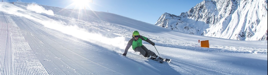 Für das Carven eignen sich besonders breite Pisten, die gut präpariert und nicht zu eisig sind, wie hier im schneesicheren St. Jakob in Osttirol.