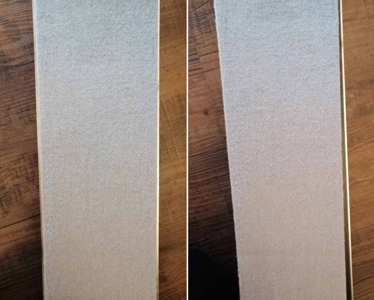 Die Skikanten müssen beim Anbringen des Tourenfells immer frei bleiben (links: richtig, rechts: falsch)