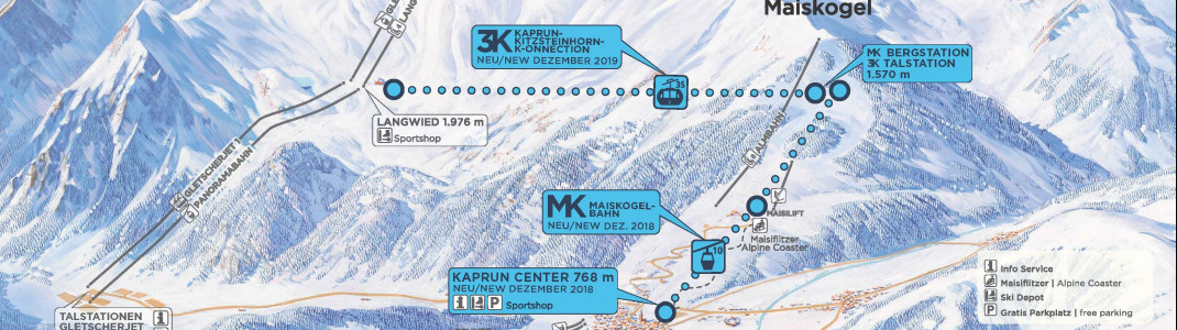 Zwei neue Bahnen verbinden künftig den Ort Kaprun mit dem Maiskogel und dem Kitzsteinhorn.