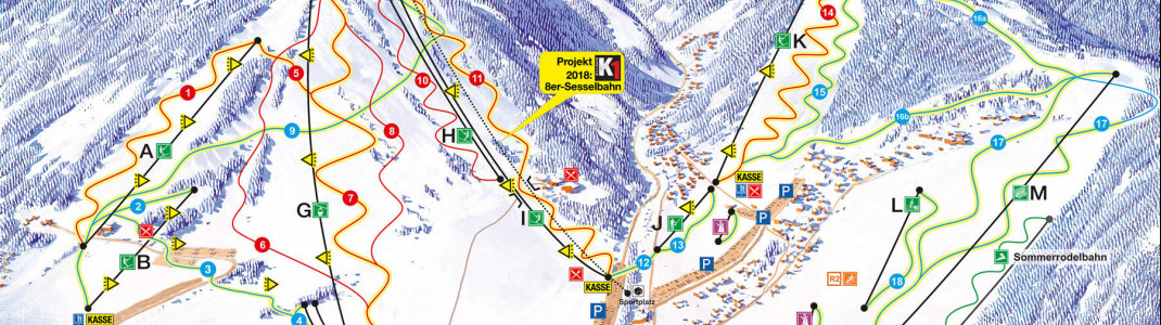Die neue K1-Sesselbahn wird von der neuen Talstation am Sportplatz hinauf zum Gipfel des Ettelsberg führen.