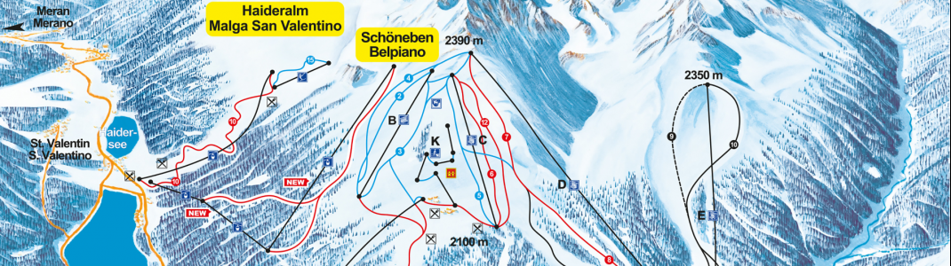 Im Pistenplan sind die beiden neuen Bahnen bereits eingezeichnet. Ab dem Winter 2018/2019 verbinden sie die beiden Skigebiete.