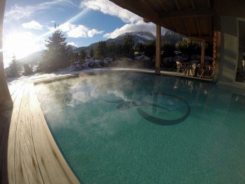 Heated Swimming pool with view on Italian mountains the DOlomiti