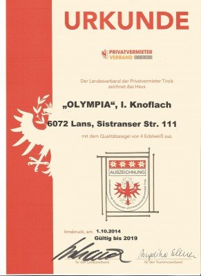 Unsere Appartements sind mit 4 Edelweiß ausgezeichnet