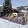 Ansicht Winter Ferienhaus - Blockhaus Abendrot