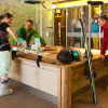 Skiwachsen auf der Werkbank mitten in der Lounge