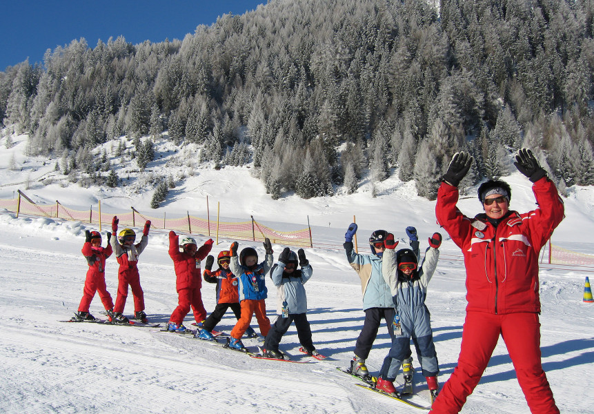 Skifahren mit Kinder