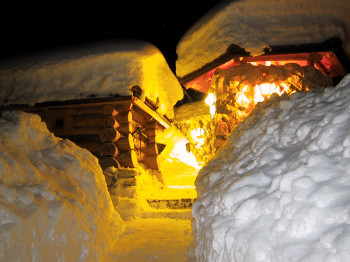 Blockhüttensauna mit Holzfeuerung