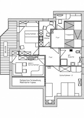 Grundriss Fewo mit Balkon