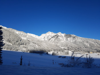 kleiner Skilift "SCHOLLENWIESENLIFT" und Loipe hinter unserem Haus