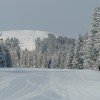 Skipiste bei der Hütte frisch präpariert