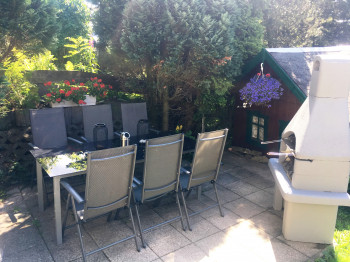 Die Grillecke im Garten der Pension Teuber