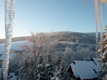 Blick aus dem Fenster auf den Klinovec