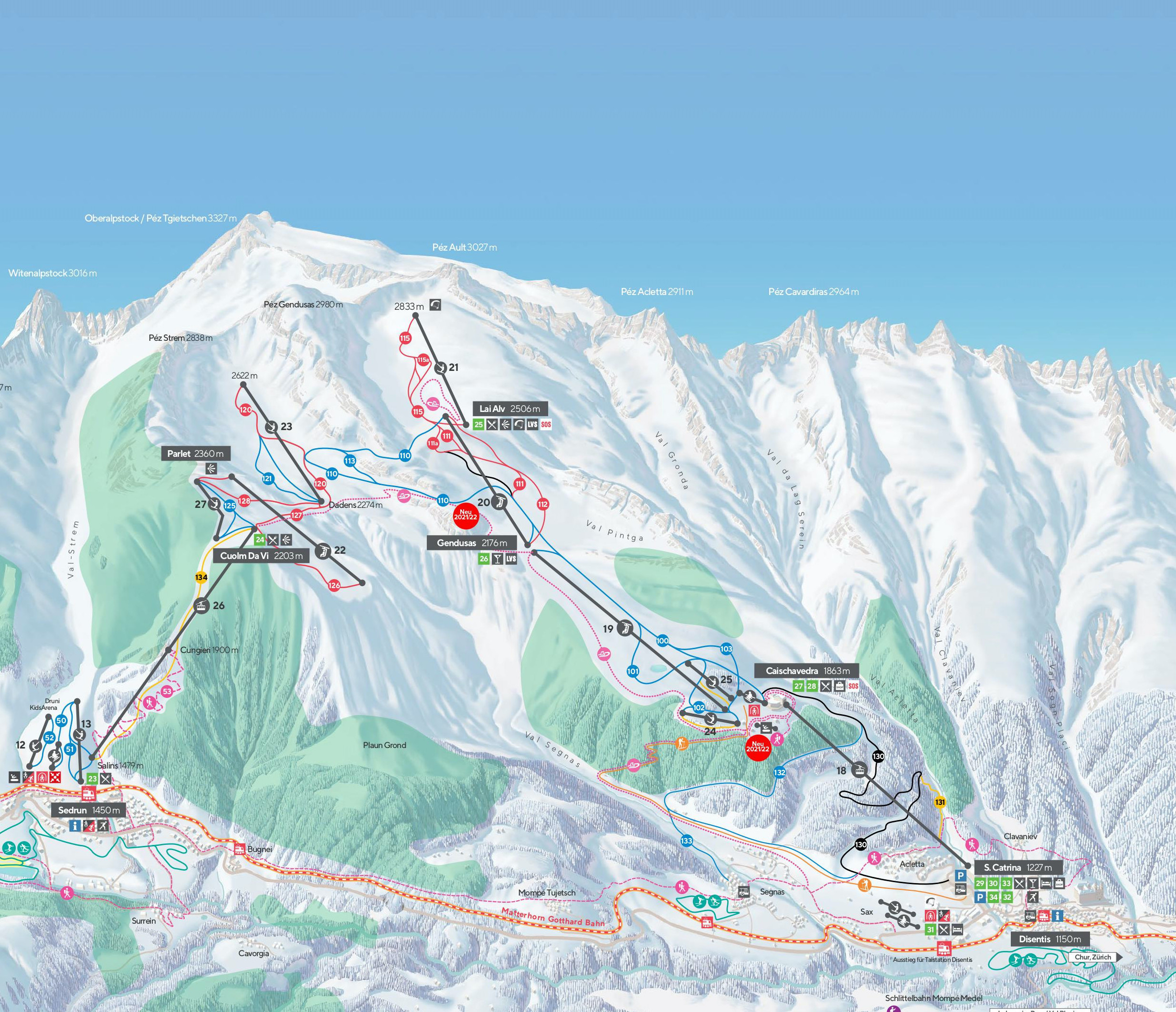 Trail map Disentis