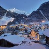 View of Ischgl and the illuminated valley run (no. 1).