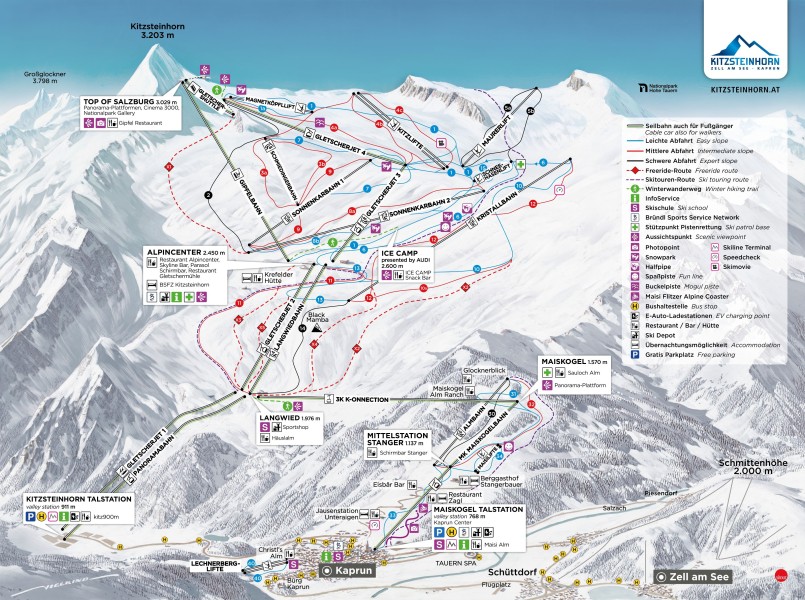 Kitzsteinhorn - Maiskogel - Kaprun Trail Map • Piste Map