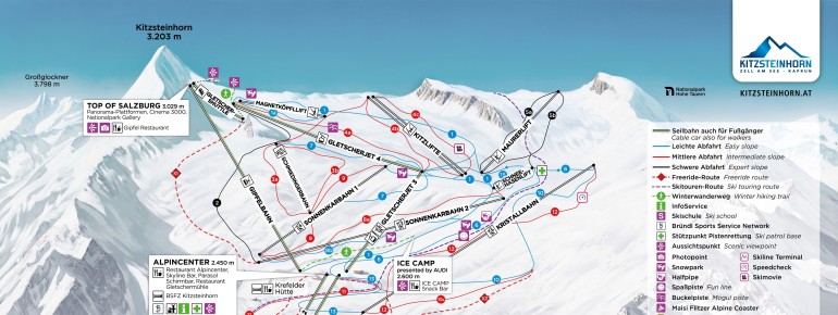 Trail Map Kitzsteinhorn - Maiskogel - Kaprun